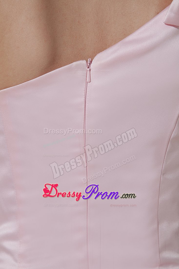 Sassy one Shoulder High-low Flowers Baby Pink Prom Dresses