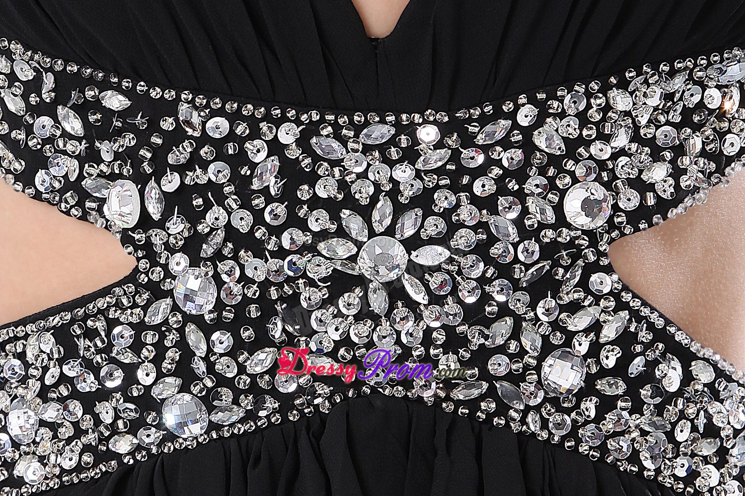 Sexy V-neck High-low Black Dress for Prom with Crisscross Back