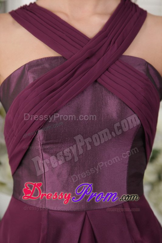 Palo Alto CA Dark Purple v Neck Asymmetrical Prom Evening Dress