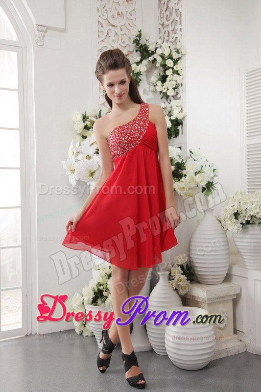 Palm Desert CA Beaded One Shoulder Prom Evening Dresses in Red