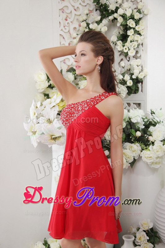Palm Desert CA Beaded One Shoulder Prom Evening Dresses in Red