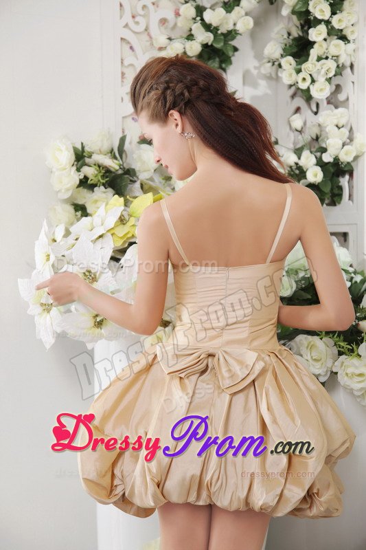 Pick ups Accent Champagne Prom Evening Dress with Spaghetti Straps