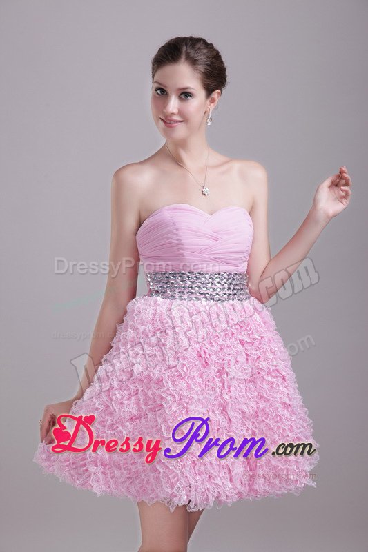 Ontario CA Baby Pink Prom Evening Dress with Beading and Ruffles