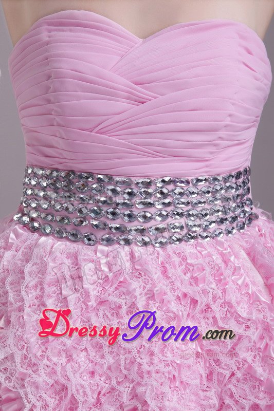 Ontario CA Baby Pink Prom Evening Dress with Beading and Ruffles