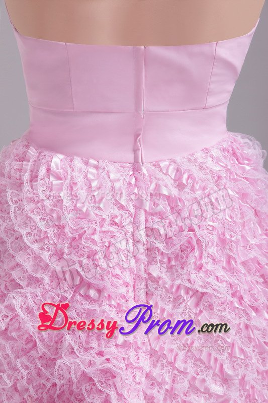 Ontario CA Baby Pink Prom Evening Dress with Beading and Ruffles