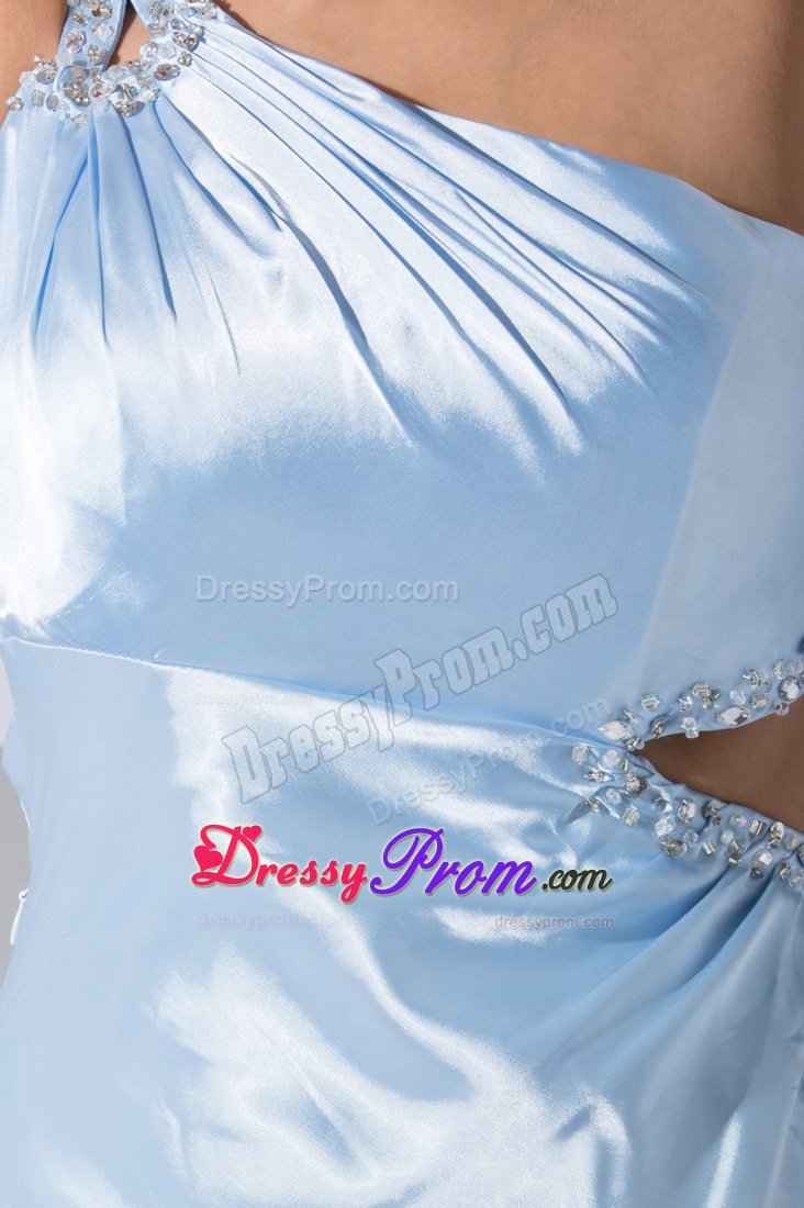 High Quality one Shoulder Slitted Ankle-Length Prom Party Dress