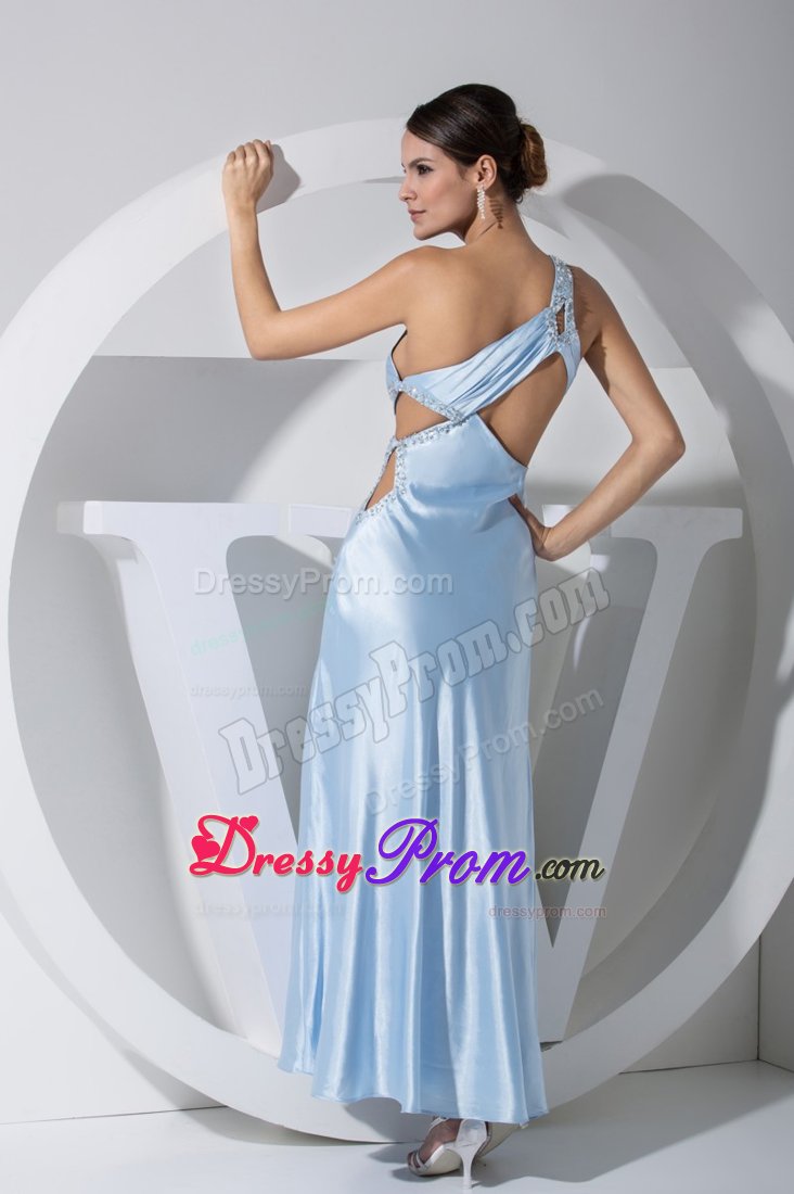 High Quality one Shoulder Slitted Ankle-Length Prom Party Dress