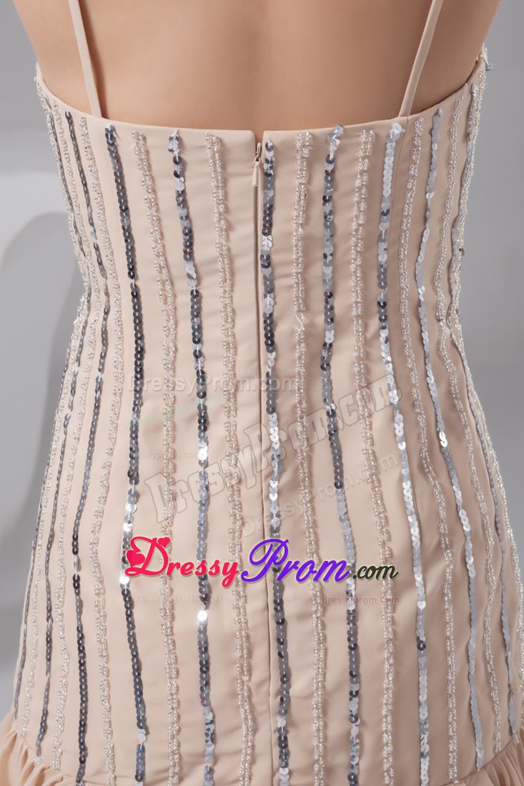 Sequined Champagne Mini Dresses for Prom Princess with Straps