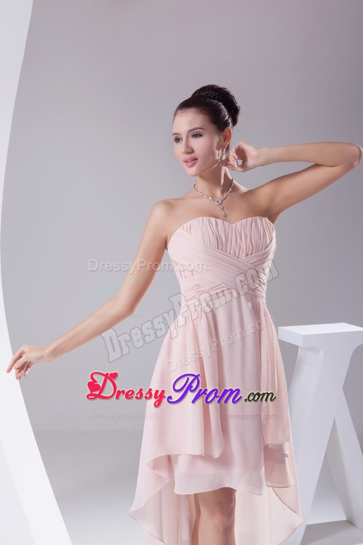 Pink Sweetheart High-low Chiffon Dresses for Prom Princess 2014