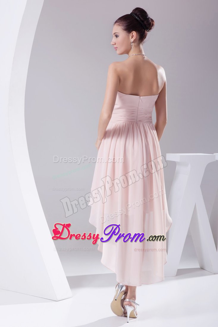 Pink Sweetheart High-low Chiffon Dresses for Prom Princess 2014