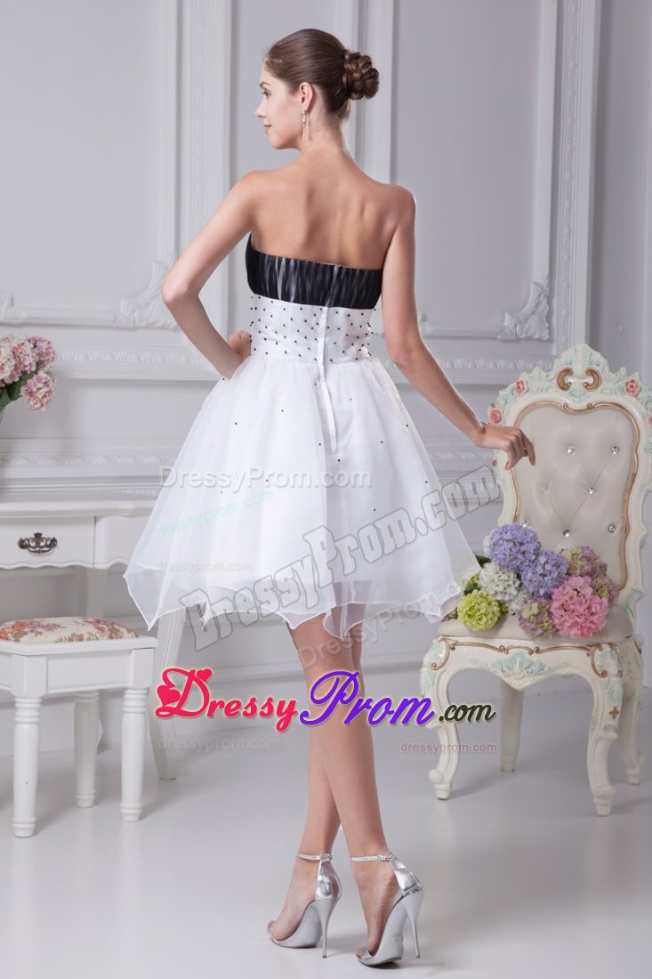 White and Black Organza Dresses for Prom Princess with Appliques