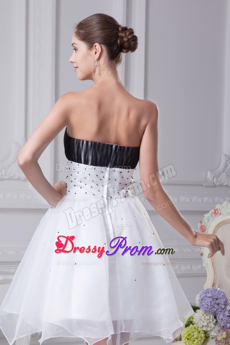 White and Black Organza Dresses for Prom Princess with Appliques
