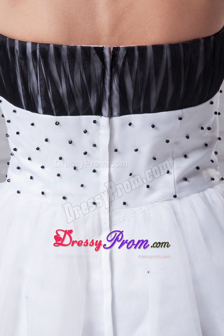 White and Black Organza Dresses for Prom Princess with Appliques
