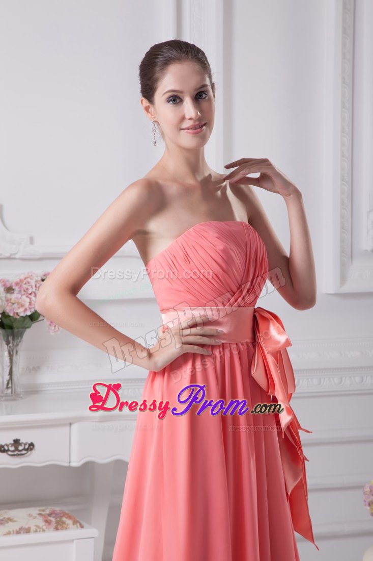 Ruches and Sash Accent Dresses for Prom Princess in Watermelon