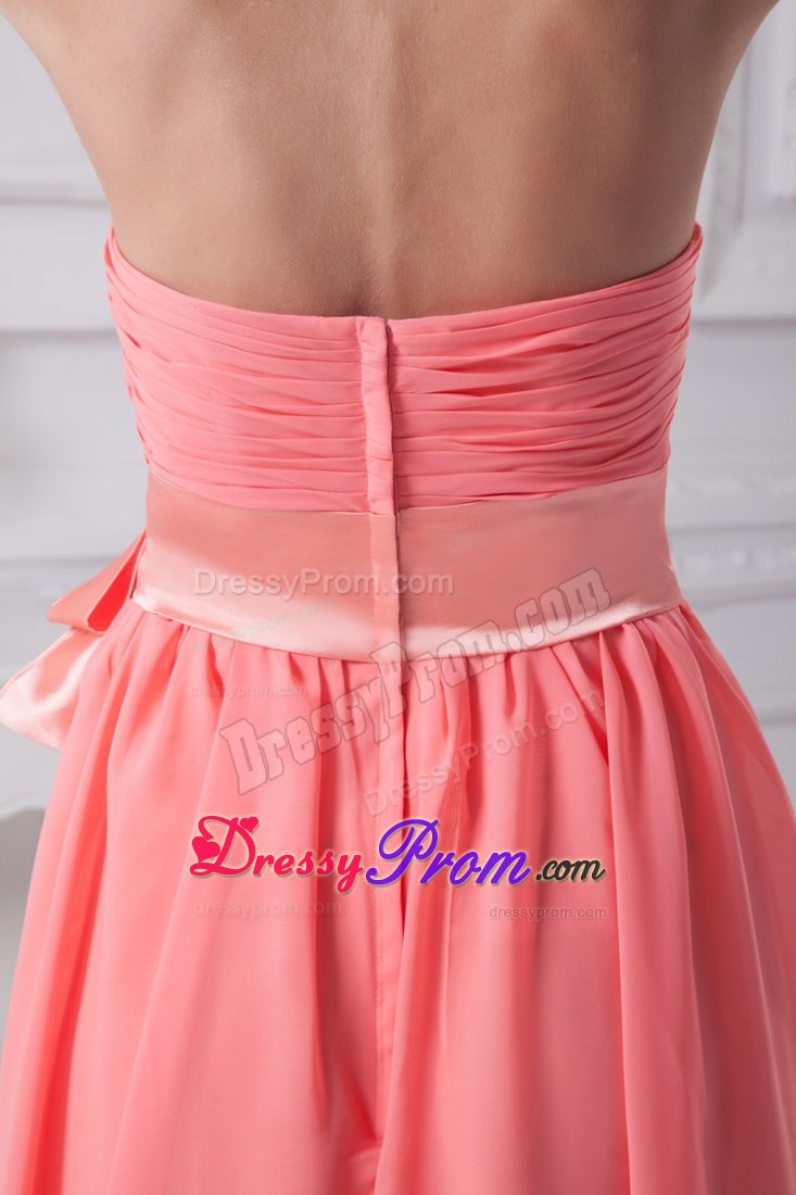 Ruches and Sash Accent Dresses for Prom Princess in Watermelon