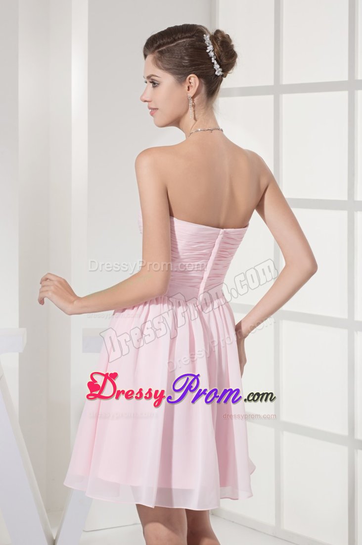Light Pink Strapless Dresses for Prom Princess with Beading Ruches