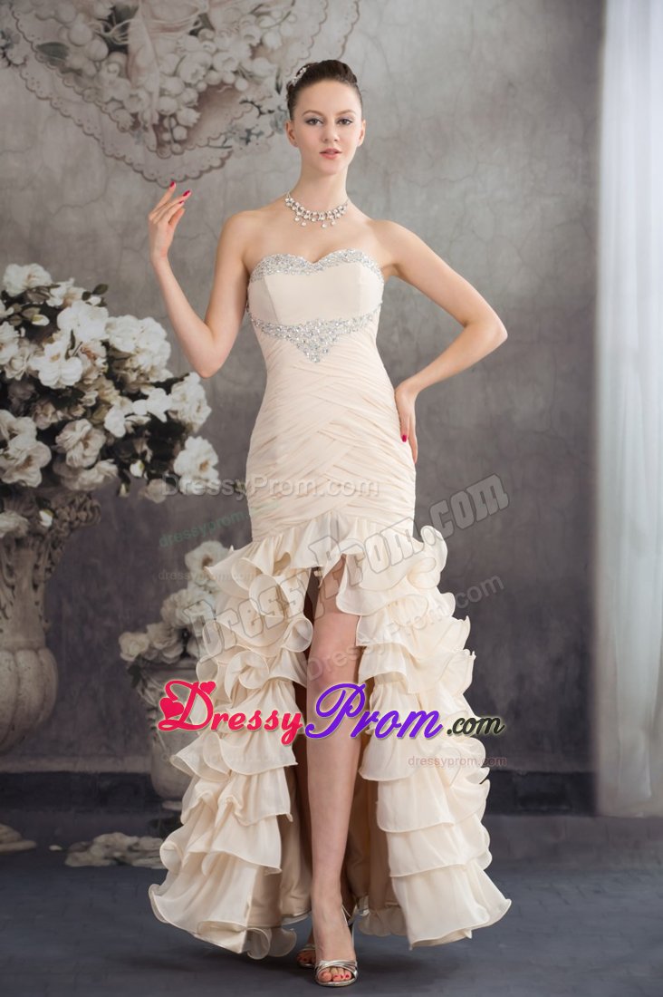 Brand New Champagne Sweetheart Ruffled Layers Dress for Prom