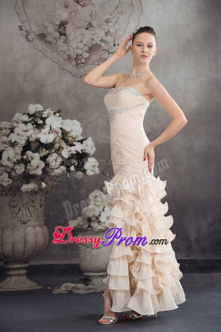Brand New Champagne Sweetheart Ruffled Layers Dress for Prom