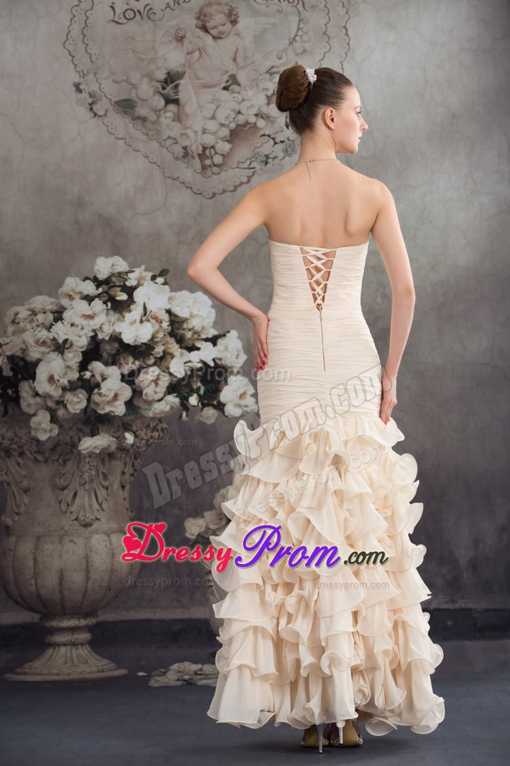 Brand New Champagne Sweetheart Ruffled Layers Dress for Prom