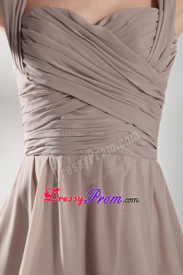 Straps Ruched Gray Chiffon Mini Dresses for Prom Princess on Sale