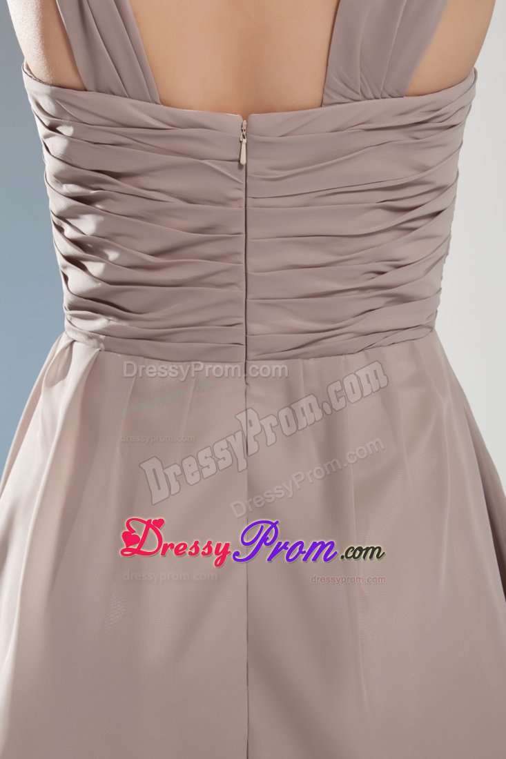 Straps Ruched Gray Chiffon Mini Dresses for Prom Princess on Sale
