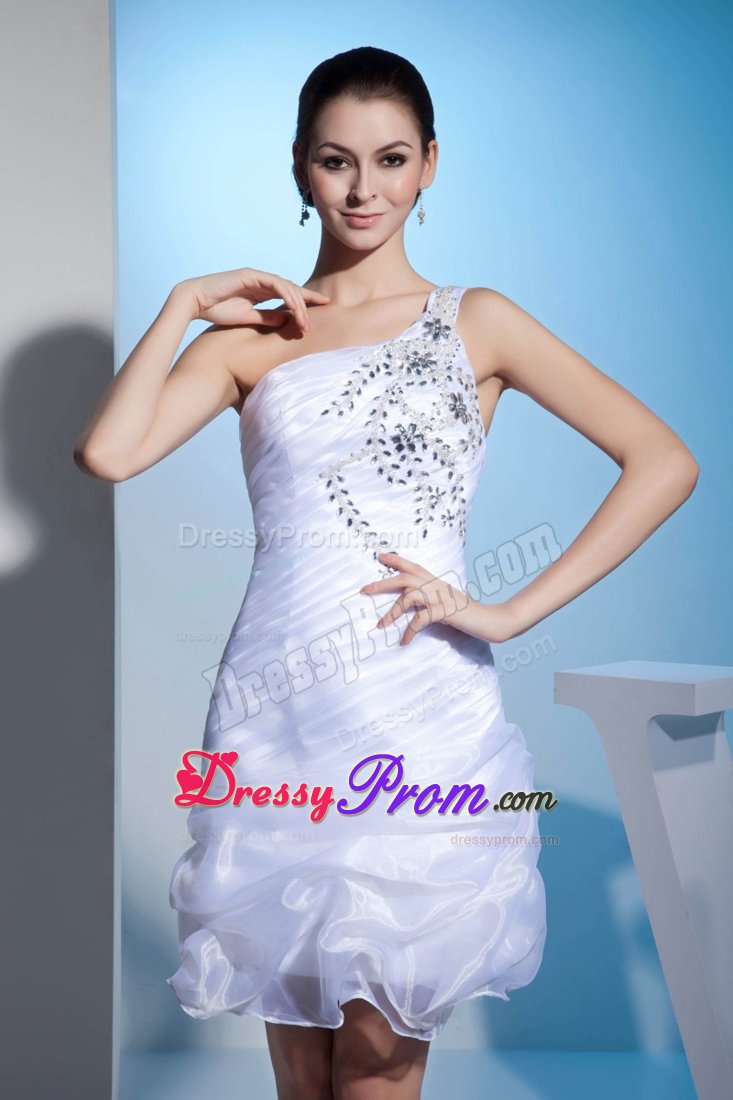 North Hollywood CA Beaded One Shoulder White Organza Senior Prom