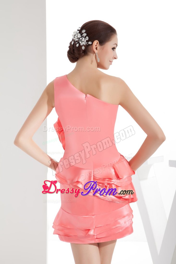 Watermelon One Shoulder Ruffled Senior Prom in Nevada City CA