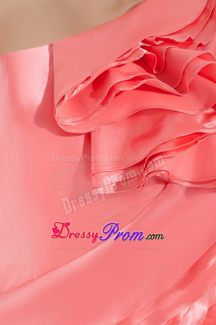 Watermelon One Shoulder Ruffled Senior Prom in Nevada City CA