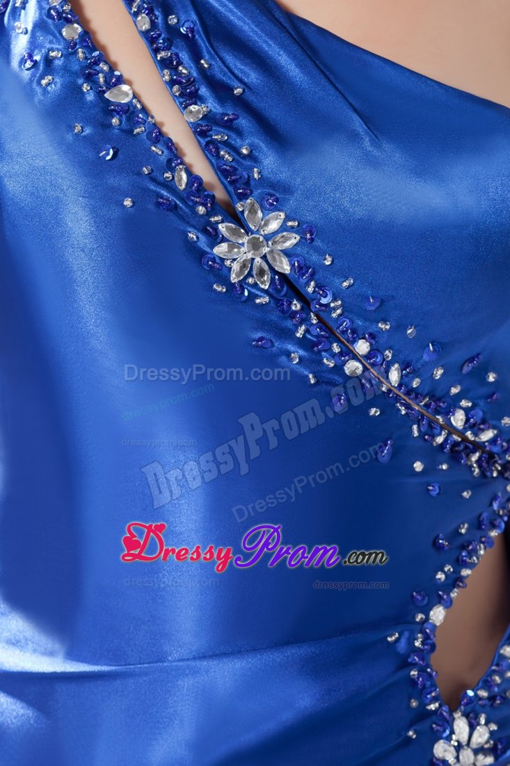 Sheath one Shoulder Side Zipper Beaded Prom Dress with Cutouts