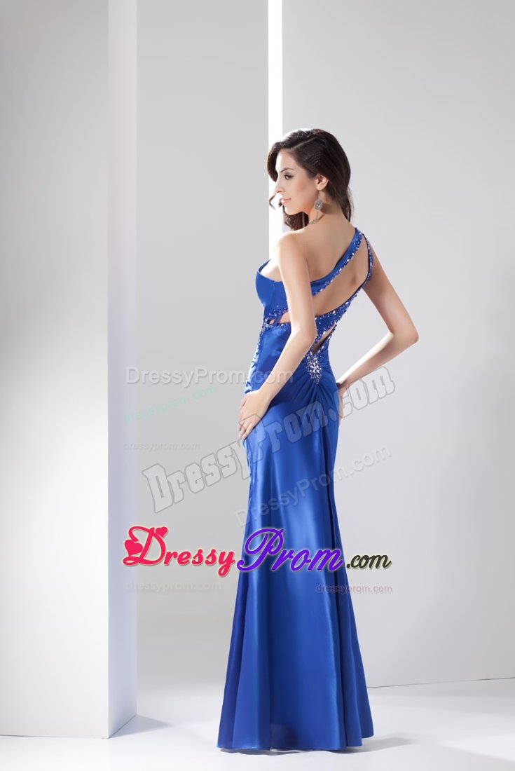 Sheath one Shoulder Side Zipper Beaded Prom Dress with Cutouts