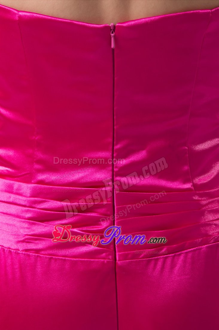 Halter Slitted Brush Train Beaded Hot Pink Prom Dress Wholesale