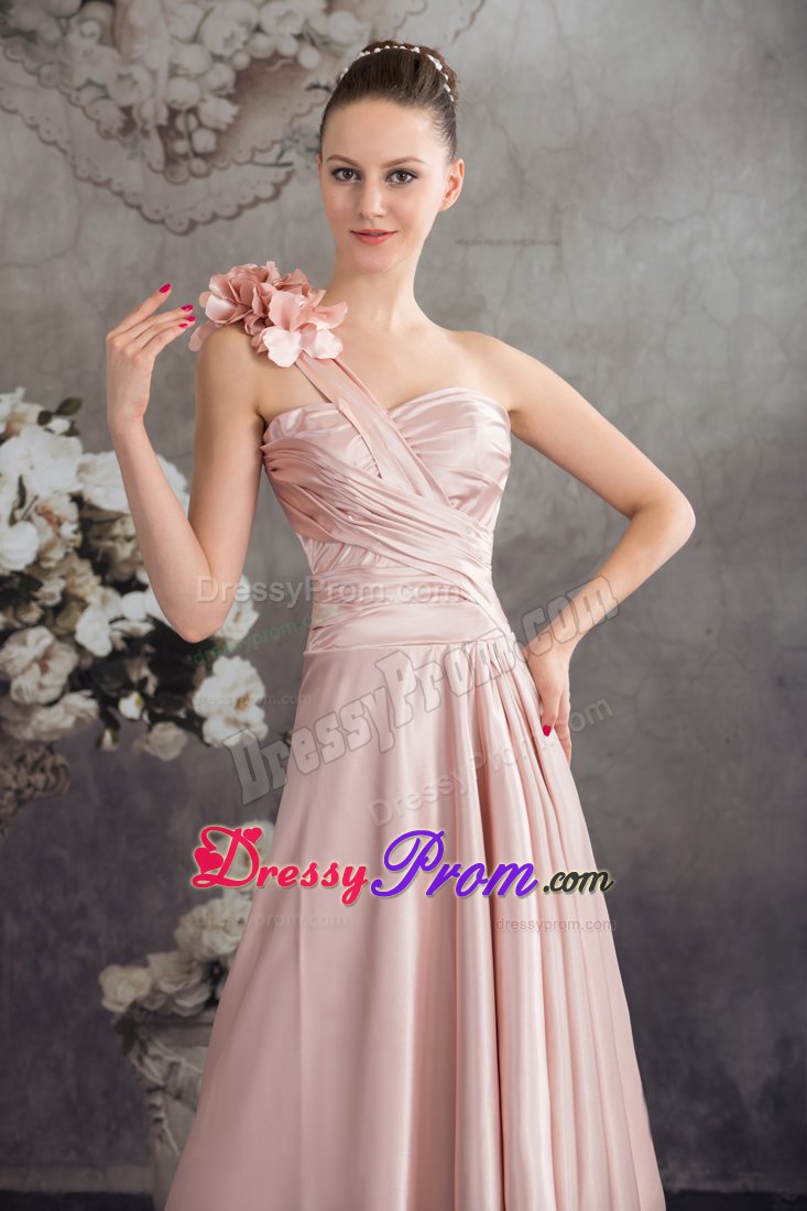 Flowery One Shoulder High-low Pink Junior Prom in Modesto CA