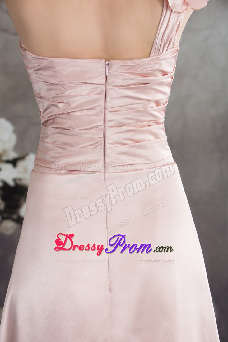Flowery One Shoulder High-low Pink Junior Prom in Modesto CA