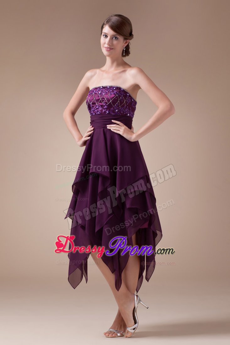 Mission Viejo Ca Beading Accent Asymmetrical Purple Junior Prom