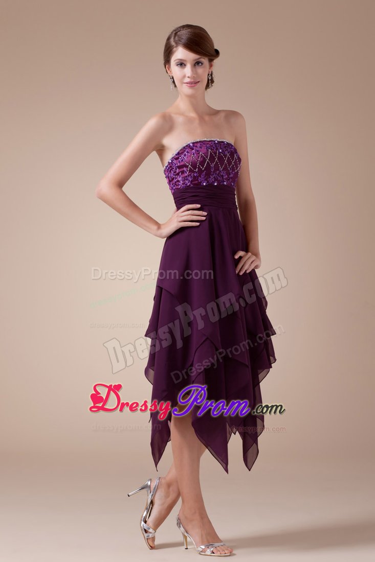 Mission Viejo Ca Beading Accent Asymmetrical Purple Junior Prom
