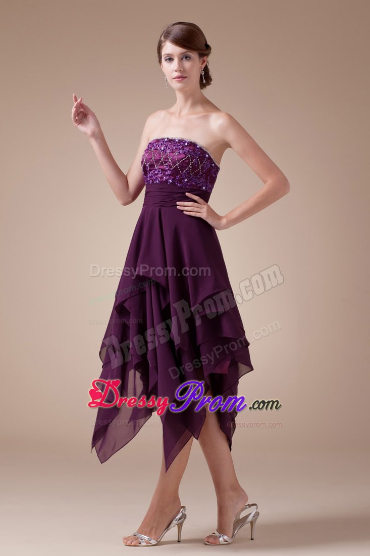 Mission Viejo Ca Beading Accent Asymmetrical Purple Junior Prom