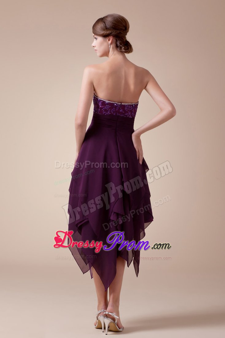 Mission Viejo Ca Beading Accent Asymmetrical Purple Junior Prom