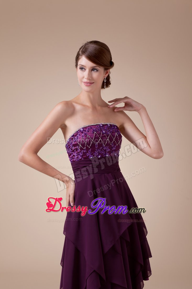 Mission Viejo Ca Beading Accent Asymmetrical Purple Junior Prom