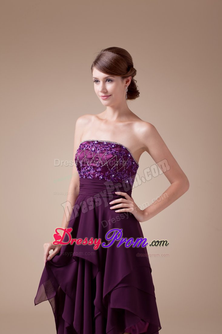 Mission Viejo Ca Beading Accent Asymmetrical Purple Junior Prom