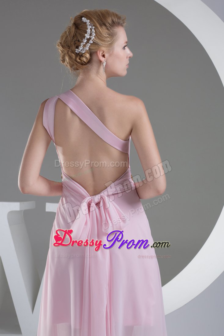 Beaded One Shoulder Pink High-low Junior Prom in Milpitas CA