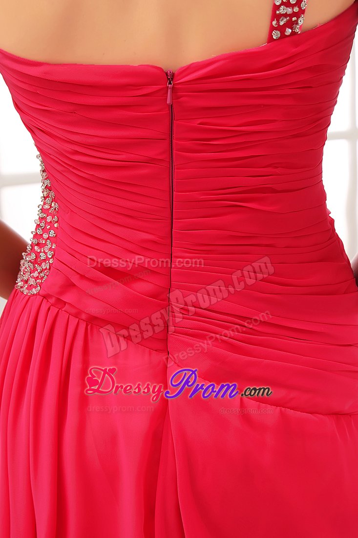 Cheap Hot Pink High-low One Shoulder Junior Prom with Cutouts