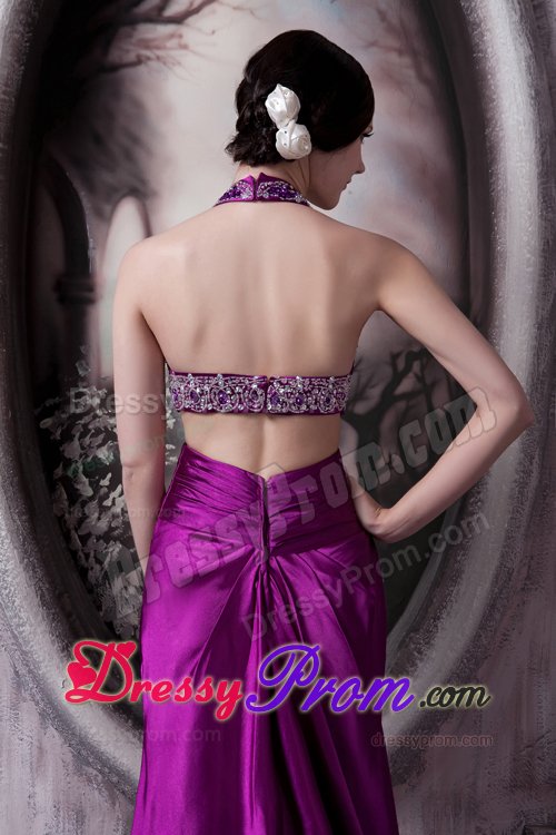 Affordable Column Halter Prom Dress for Girls with Back Out