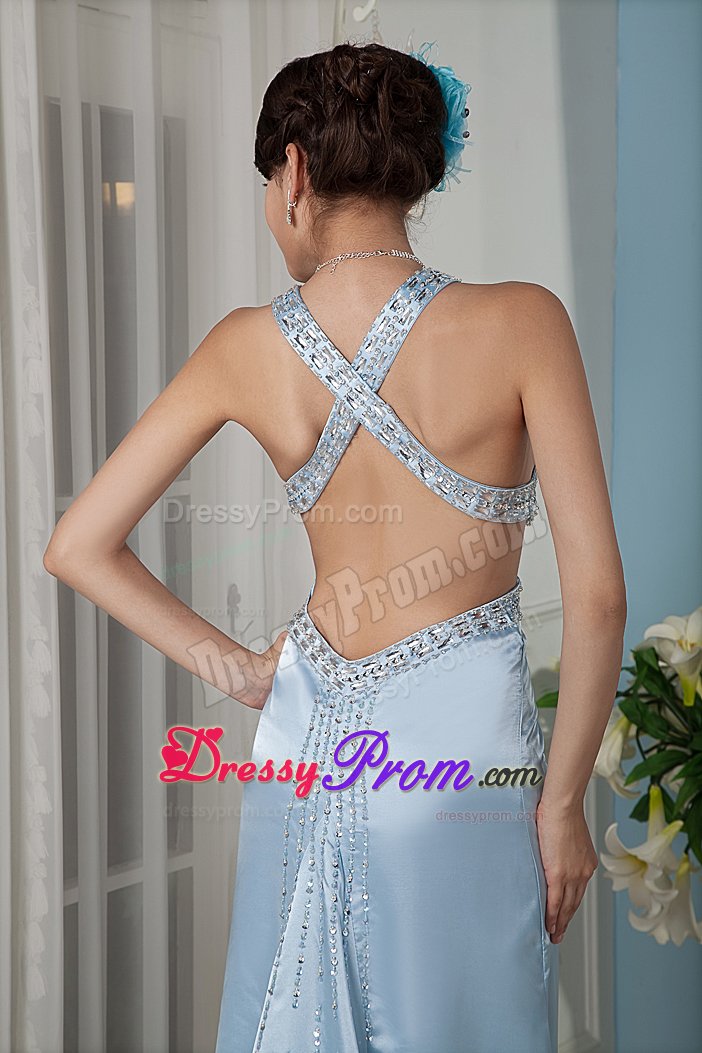 Custom Made Prom Dresses Beading High-low with Criss Cross Back