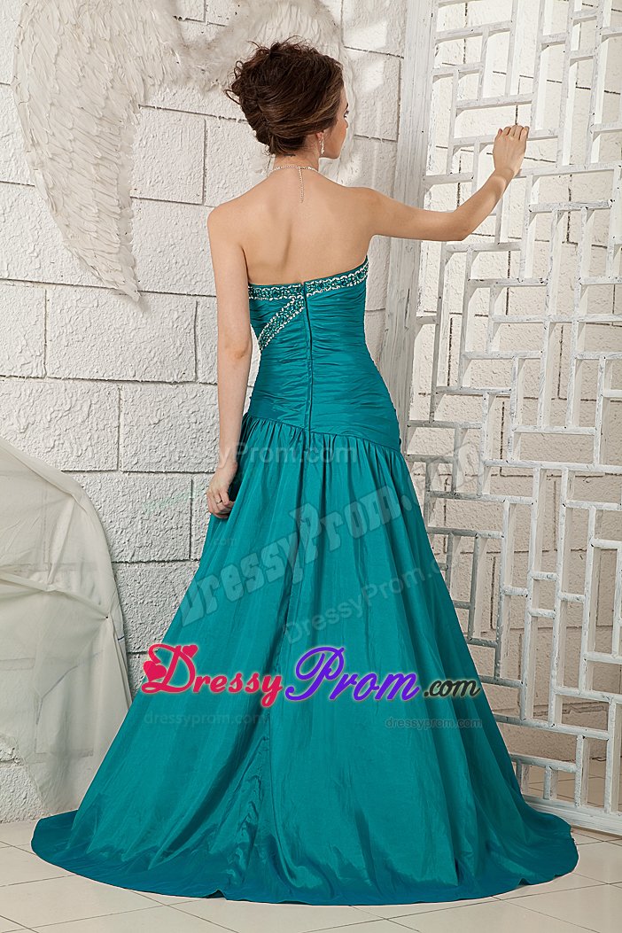 Special Hand Made Flowers Ruched and Beaded Prom Evening Dress