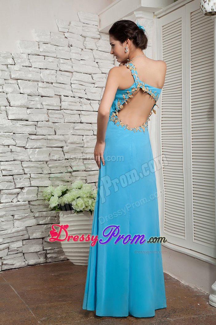 Sweet High Slit Prom Graduation Dress Beaded Appliques with Cutouts