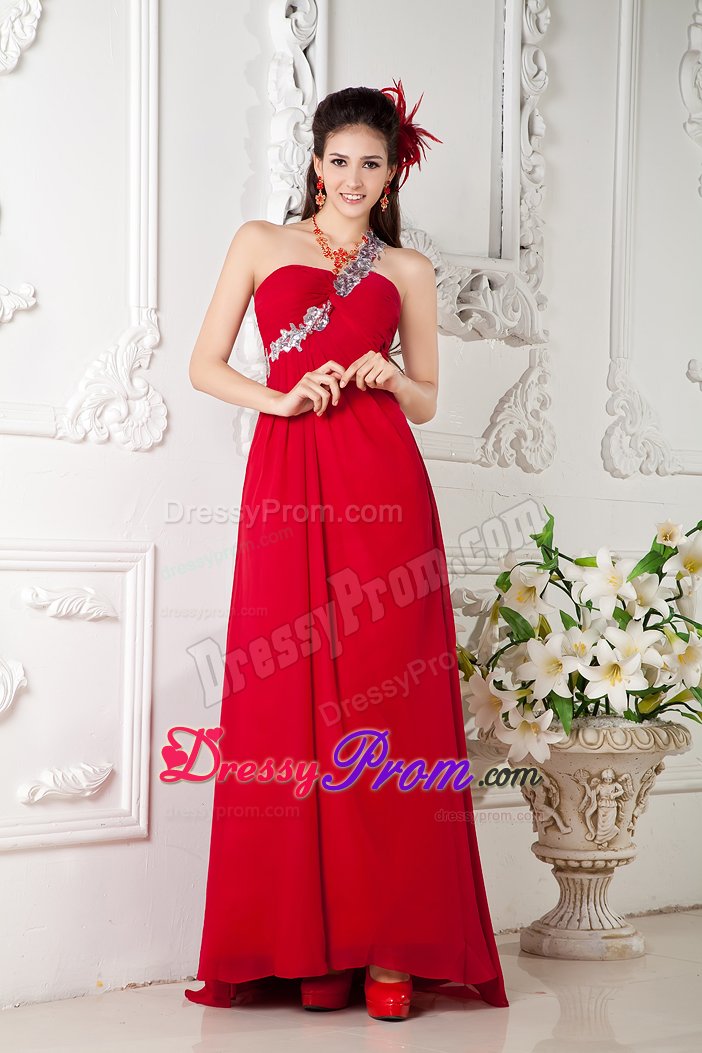 Appliques One Shoulder Prom Cocktail Dress Chiffon with the Back out