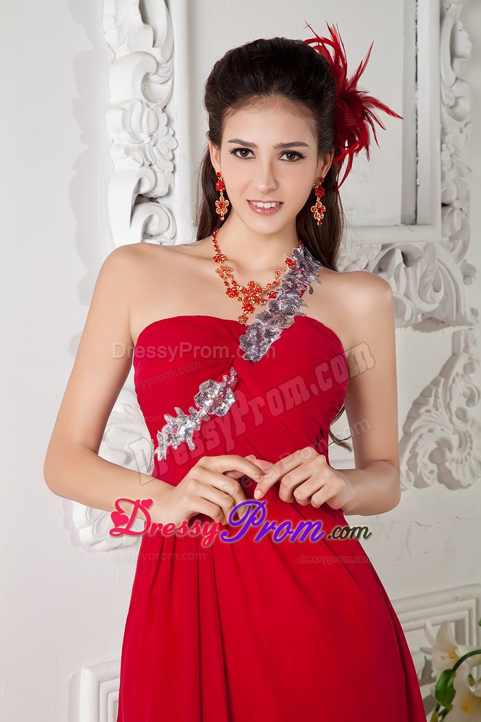 Appliques One Shoulder Prom Cocktail Dress Chiffon with the Back out