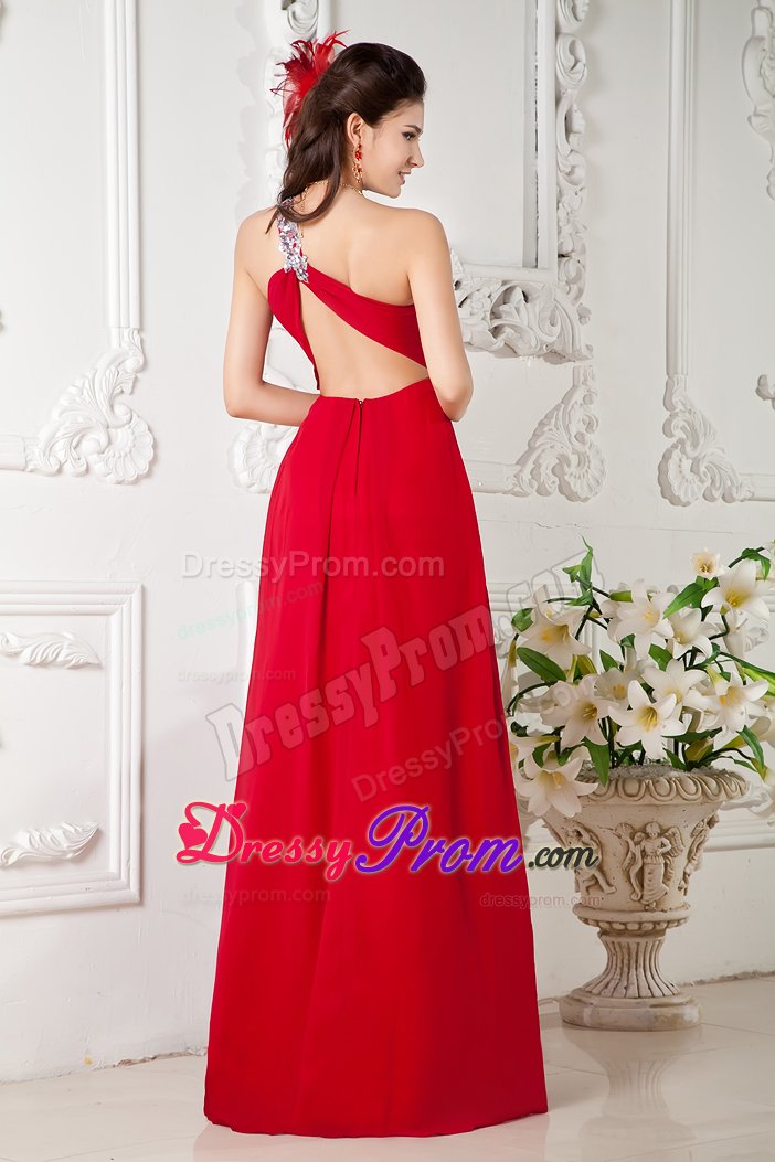 Appliques One Shoulder Prom Cocktail Dress Chiffon with the Back out