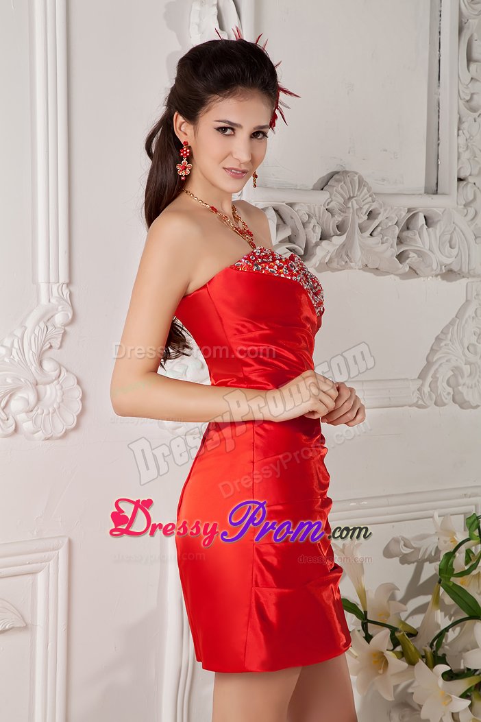 Min-Length Red Debs Dress To Blumenau Beaded Sweetheart in Vogue