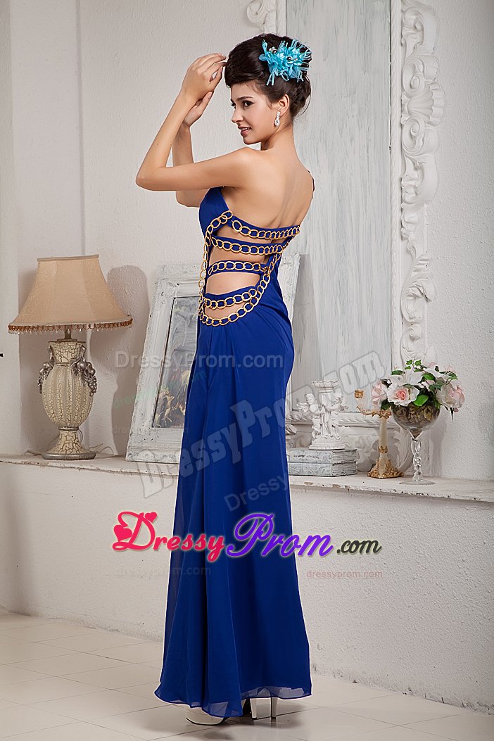Modest High Slit Prom Court Dresses One Shoulder with Cut out Straps